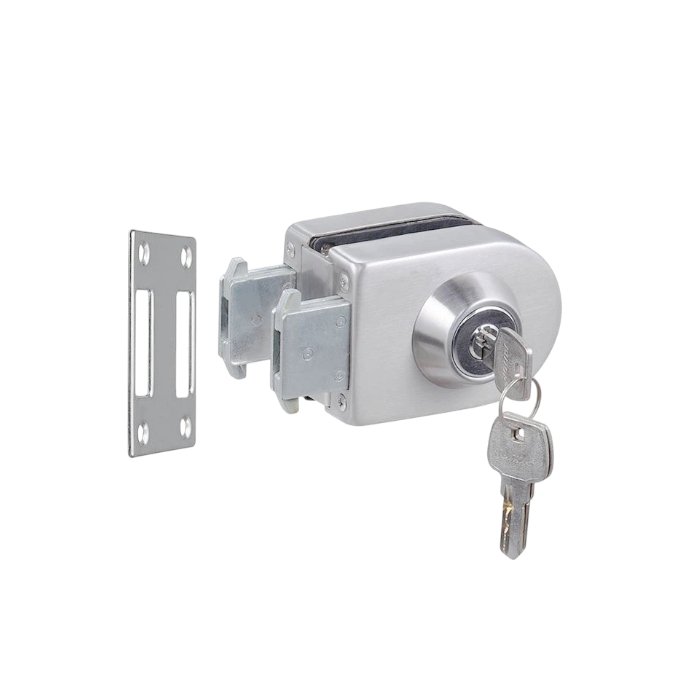 Wall To Glass Door Lock with Strike Plate (one Side Key Only)